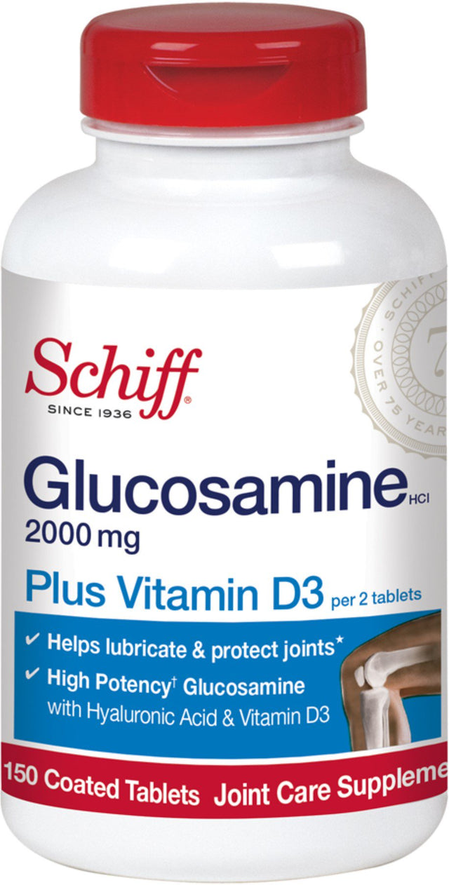 Schiff Glucosamine 2000Mg with Vitamin D3 and Hyaluronic Acid Joint Supplement, 150 Ct - (Pack of 6)