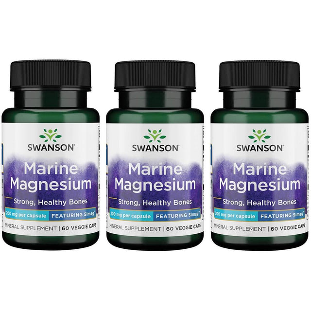 Swanson Marine Magnesium - Featuring Simag 200 Mg 60 Veg Caps 3 Pack