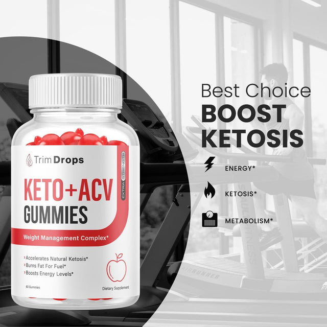 (2 Pack) Trim Drops Keto ACV Gummies - Supplement for Weight Loss - Energy & Focus Boosting Dietary Supplements for Weight Management & Metabolism - Fat Burn - 120 Gummies