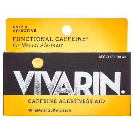 Vivarin, Caffeine Pills, 200Mg Caffeine per Dose, Safely and Effectively Helps You Stay Awake, No Sugar, Calories or Hidden Ingredients, Energy Supplement, 40 Tablets