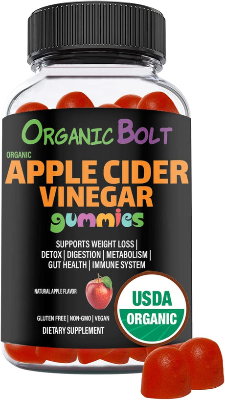 USDA Organic Apple Cider Vinegar Gummies Apple Cider Vinegar with Mother | Digestive, Immune, Heart Health | Vegan, Gluten-Free | 30 Servings