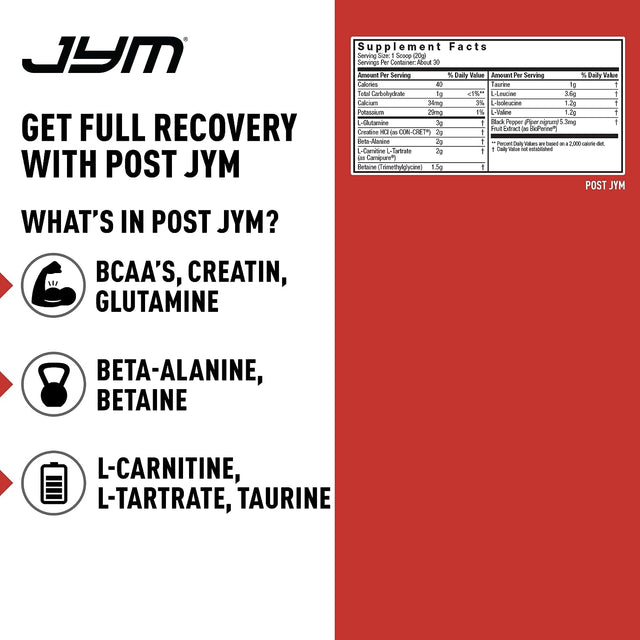 Post JYM Active Matrix, Post-Workout with Bcaa'S, Glutamine, Creatine HCL, Beta-Alanine and More, JYM Supplement Science, Blue Arctic Freeze, 30 Servings, 22 Oz