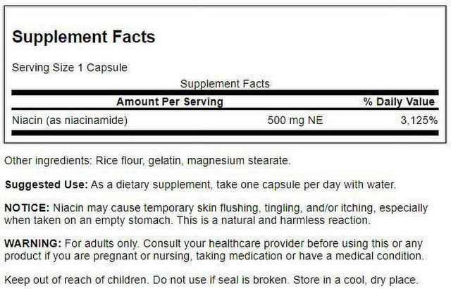 Swanson Niacinamide 500 Mg 250 Capsules