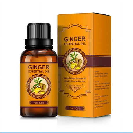 Ginger Essential Oil, Belly Drainage Ginger Oil, Lymphatic Drainage Ginger Oil, Plant Aroma Oil Massage to Promote Blood Circulation, Care for Skin, Fat Burning, Weight Loss