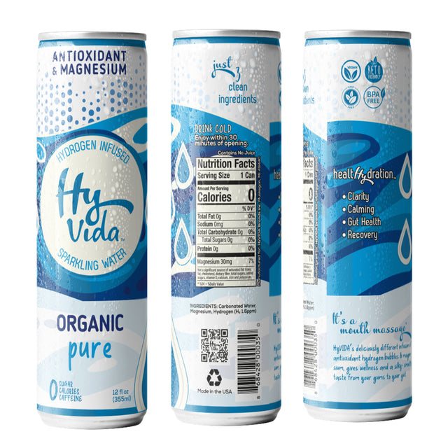 Hyvida Organic PURE - Hydrogen & Magnesium Infused Sparkling Water