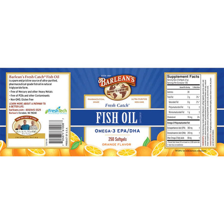 Barlean'S Fresh Catch, Fish Oil Supplement, Omega-3 EPA/DHA, 250 Softgels