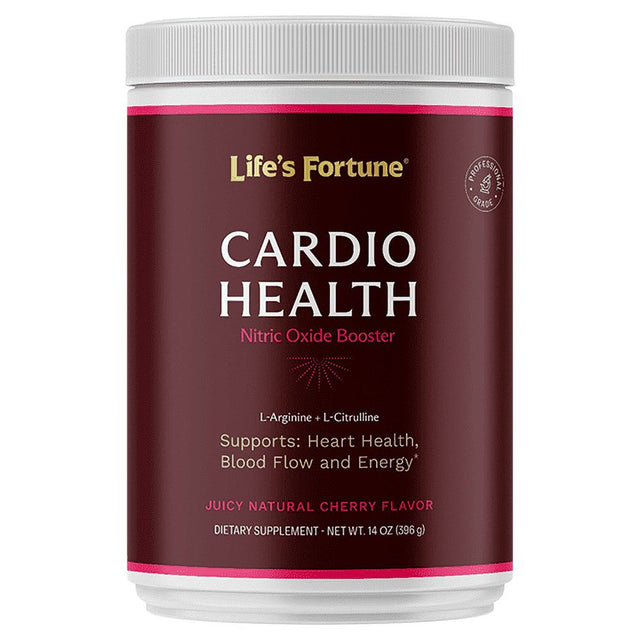 Life'S Fortune Cardio Health-Blood Pressure Supplements, Natural Fruit Punch Flavor, Nitric Oxide Booster, L-Arginine, L-Citrulline, Complete Cardiovascular Support, Vegan, Non-Gmo