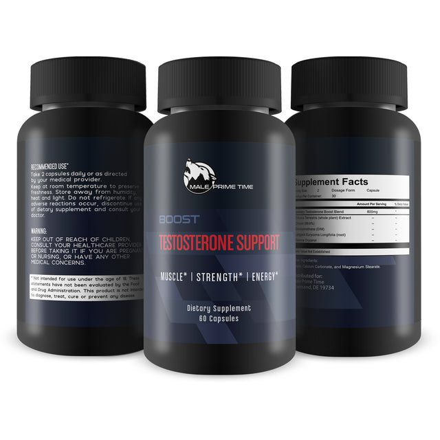 Male Prime Time Boost Testosterone - Muscle - Strength - Energy - Natural Herbal Formula - Natural Testosterone Booster - Testosterone Booster for Men - Male Testosterone Booster - Natural Formula