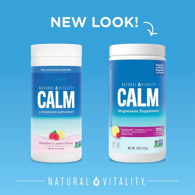 Natural Vitality Calm Magnesium Citrate Supplement Powder Drink Mix, Raspberry Lemon, 4 Oz