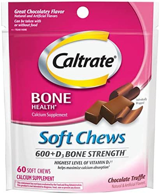 Caltrate Calcium Vitamin D Soft Chew, Vanilla Crã¨Me & Choclate Truffle Pack, 120 Count Each - Pack of 6