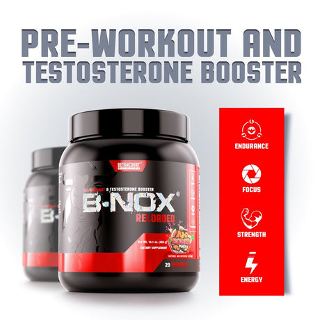 B-Nox Reloaded - Power Punch, High Stimulant Pre-Workout & Testosterone Enhancer, Powder Supplement, Betancourt Nutrition 20 Servings