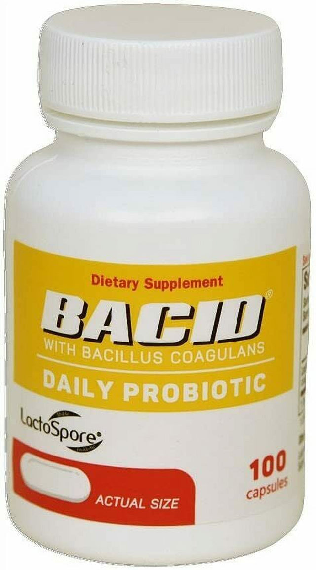 Bacid Probiotic with Bacillus Coagulans for Digestive Health, 100 Capsules