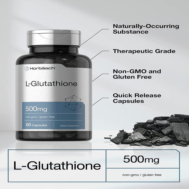 L-Glutathione | 500Mg | 60 Capsules | by Horbaach