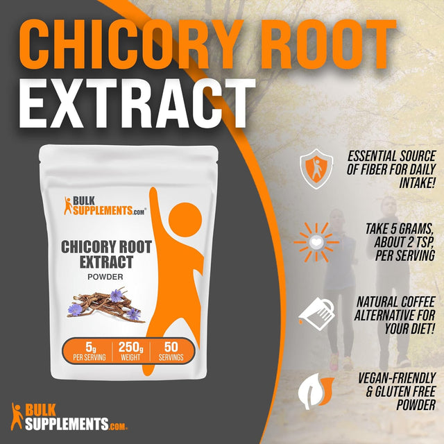 Bulksupplements.Com Chicory Extract Powder - Chicory Root Supplement, Fiber Supplement, Chicory Root Powder - Chicory Root Coffee Alternative, Gluten Free, 5G per Serving, 250G (8.8 Oz)