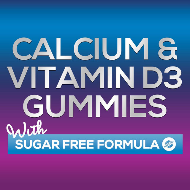 Sugar Free Calcium Gummy Bites plus 400 IU Vitamin D3, Bone Health & Immune Support, Supports Bone Strength - Chewable Calcium Nutrition Supplement, Non-Gmo, Berry Flavor Chews - 60 Gummies