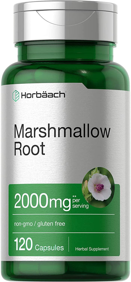 Marshmallow Root Capsules | 2000Mg | 120 Count | Non-Gmo & Gluten Free | Traditional Herb Extract | by Horbaach