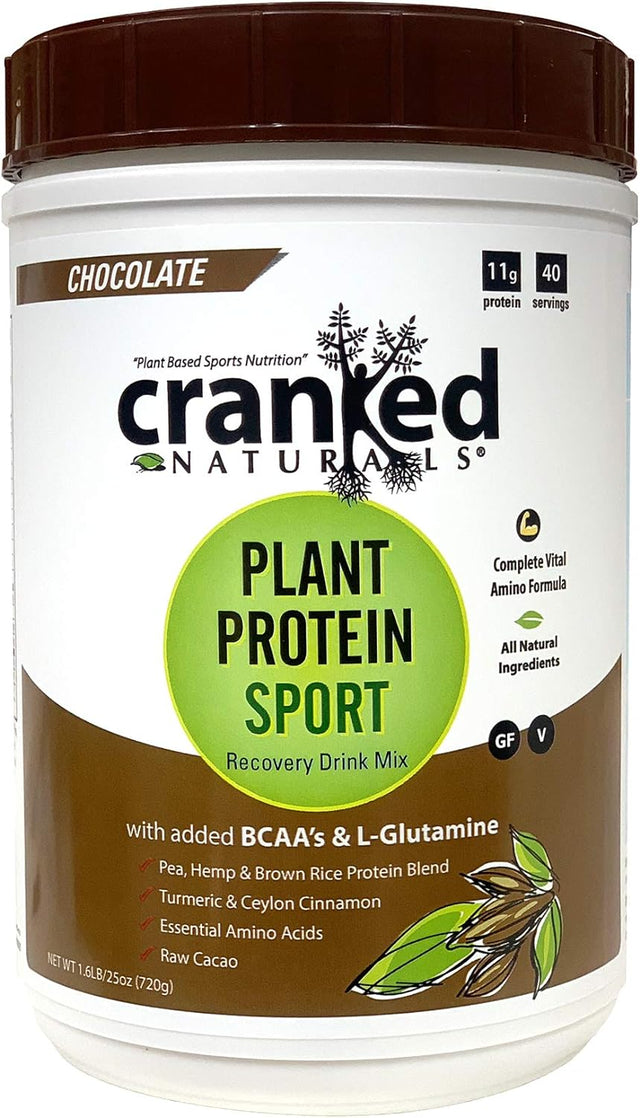 Chocolate Plant Protein Sport Recovery Drink Mix 1.6Lb, 40 Servings - Plant Based Protein and Amino Powder Blend for Muscle Recovery, Growth and Maintenance, Organic, Gluten Free, Vegan