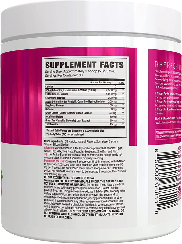 Her Thermogenic Amino Women'S Pre Post & Intra Workout Booster (Georgia Peach,30 Servings) W BCAA Essential Amino Acids, Caffeine, & Electrolytes- Max Your Workouts W Sustained Energy-Vegan,Sugar Free