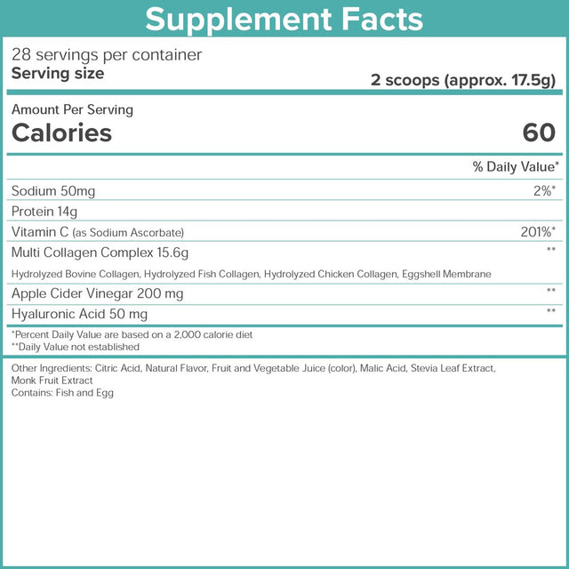 Skinnyfit Super Youth Tropical Punch Collagen Powder Dietary Supplement, 28 Servings