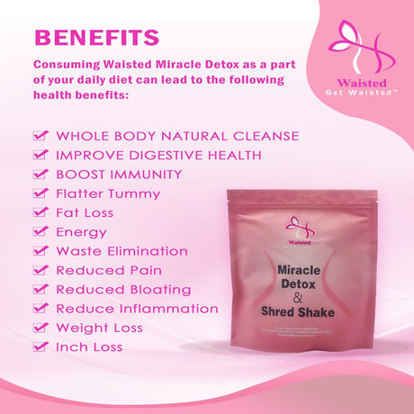 Waisted Miracle Detox & Shred Shake, Shred Belly Fat, Get Rid of Bloating, Toxins, Parasites, Feces and Kickstart Your Metabolism, 15 Servings