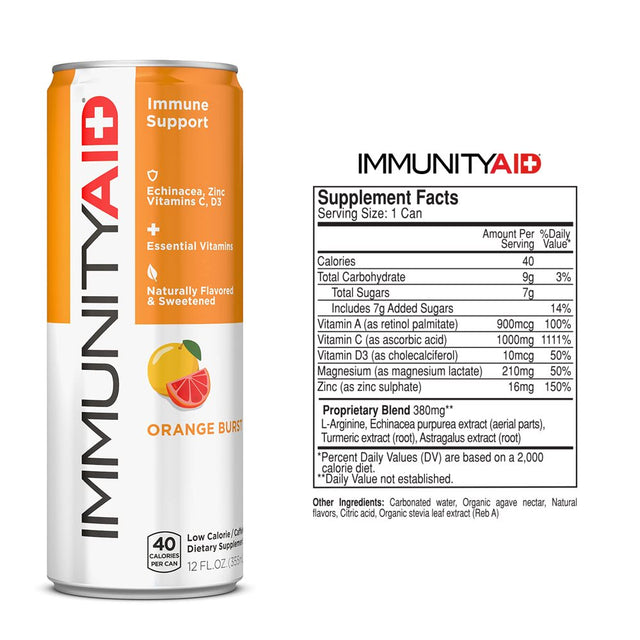 LIFEAID IMMUNITYAID Support Blend, Echinacea, Zinc, Astragalus and Vitamin C, IMMUNITY AID, 144 Fl Oz (Pack of 12)