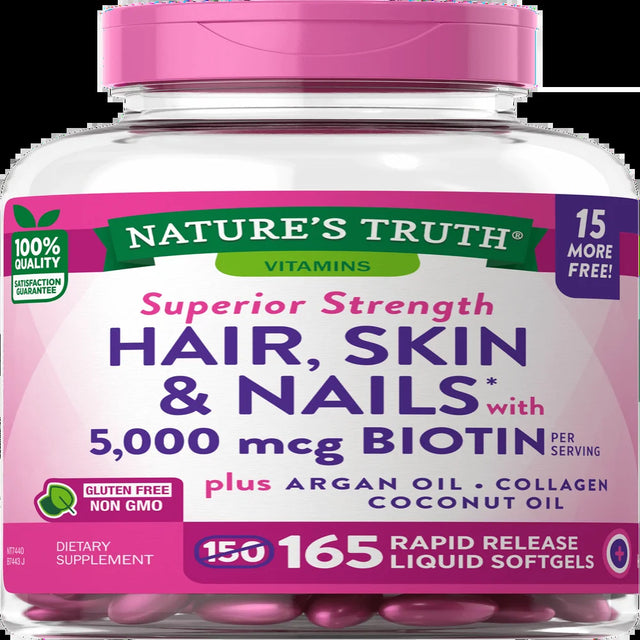 Nature'S Truth Hair Skin & Nails Lactose Free Biotin 500Mcg, 165Ct, 2-Pack