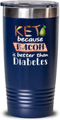 Ketogenic Diet Tumbler - Funny Keto - Low Carb - Ketogenic - Because Bacon Is Better than Diabetes - Keto - 20Oz Blue