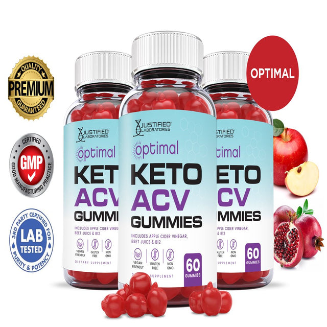 (3 Pack) Optimal Keto ACV Gummies 1000MG Dietary Supplement 180 Gummys