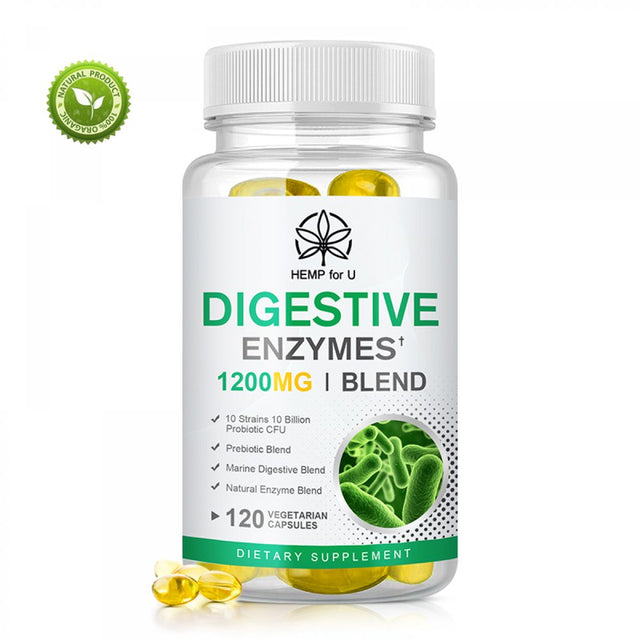 HFU Digestive Enzymes Capsules,Contain Prebiotics & Probiotics,Health Supplement,Vegan,60 Count