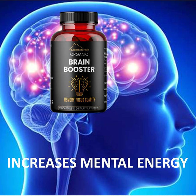 Bacopa, Kailash Herbals Organic Brain Booster, Nootropic Brain Supplement, Bacopa Monnieri/Brahmi, for Mental Sharpness, Focus, Memory, and Cognitive Wellness, 120 Capsules 500Mg, 2 Month Supply