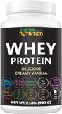 Delicious Creamy Vanilla Halal Whey Protein Powder 2Lbs | 26G Protein, 5500Mg Bcaas, and 460Mg Glutamine | for Recovery & Lean Muscles | Gluten-Free | Non-Gmo | Keto-Friendly