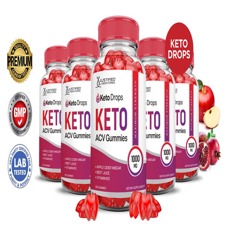 (5 Pack) Keto Drops Keto ACV Gummies 1000MG Dietary Supplement 300 Gummys