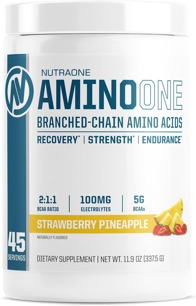 Nutraone Nutrition Aminoone, Branched-Chain Amino Acids, Post Workout Recovery, Premium Hydration, Build Muscle – Strawberry Pineapple*