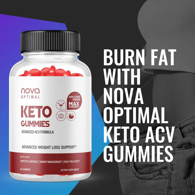 (2 Pack) Nova Optimal Keto Gummies - Supplement for Weight Loss - Energy & Focus Boosting Dietary Supplements for Weight Management & Metabolism - Fat Burn - 120 Gummies