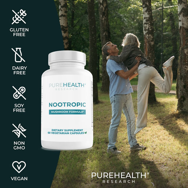 Nootropics Brain Support Supplement, Lions Mane, Shiitake, Chaga, Reishi Mushroom Powder - Enhance Memory and Improve Cognitive Health by Purehealth Research