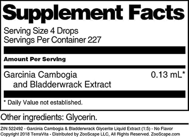 Terravita Garcinia Cambogia & Bladderwrack Glycerite Liquid Extract (1:5) - No Flavor (1 Oz, ZIN: 522492) - 2 Pack