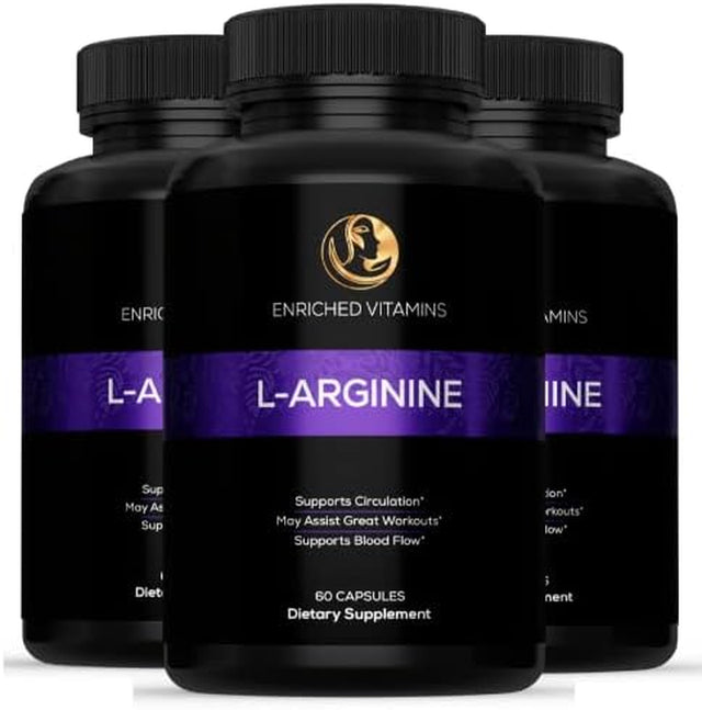 (3 Bottles) L-Arginine, Nitric Oxide Precursor*, Amino Acid, 1340MG ARGININE - 180CT