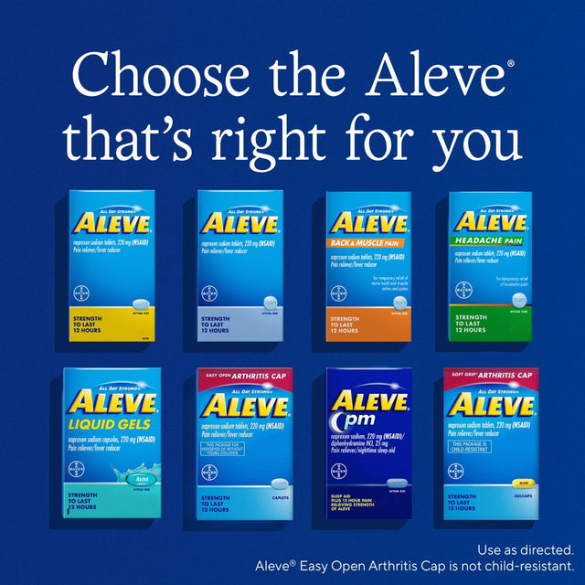 Aleve PM Easy Open Cap Pain Reliever & Nighttime Sleep Aid Caplets, 80 Count