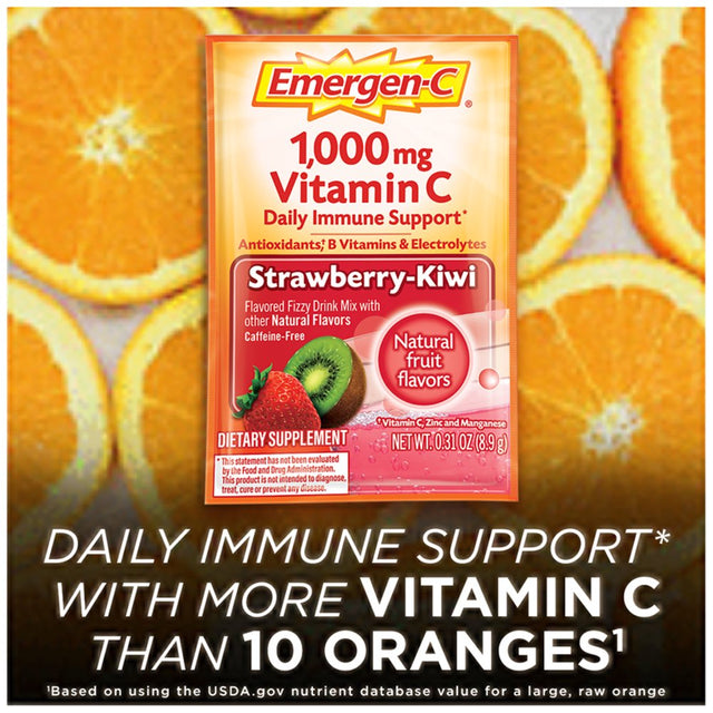 Emergen-C Vitamin C Supplement for Immune Support, Strawberry Kiwi, 30 Ct