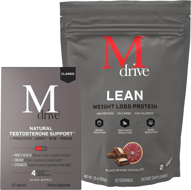 Mdrive Lean Weight Loss Protein Powder for Men Support and Preserve Lean Muscle Mass 30 Servings Classic for Men’S Health, Support Healthy Prostate, Eyes, Joint, Energy, Stress Relief 60Ct