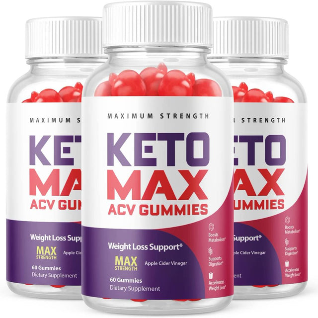 (3 Pack) Keto Max Keto ACV Gummies - Supplement for Weight Loss - Energy & Focus Boosting Dietary Supplements for Weight Management & Metabolism - Fat Burn - 180 Gummies