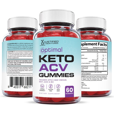 (3 Pack) Optimal Keto ACV Gummies 1000MG Dietary Supplement 180 Gummys