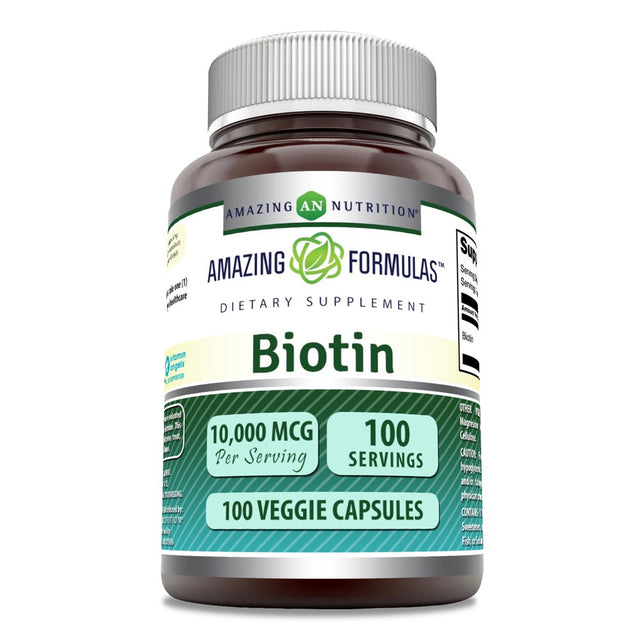 Amazing Formulas Biotin 10000Mcg 100 Veggie Capsules Supplement | Non-Gmo | Gluten Free | Made in USA