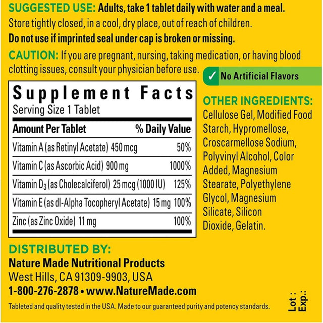 Nature Made Super C with Vitamin D3 and Zinc Tablets - 60 Ct