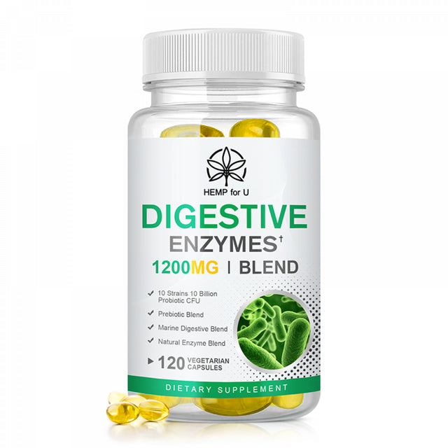 HFU Digestive Enzymes Capsules,Contain Prebiotics & Probiotics,Health Supplement,Vegan,60 Count