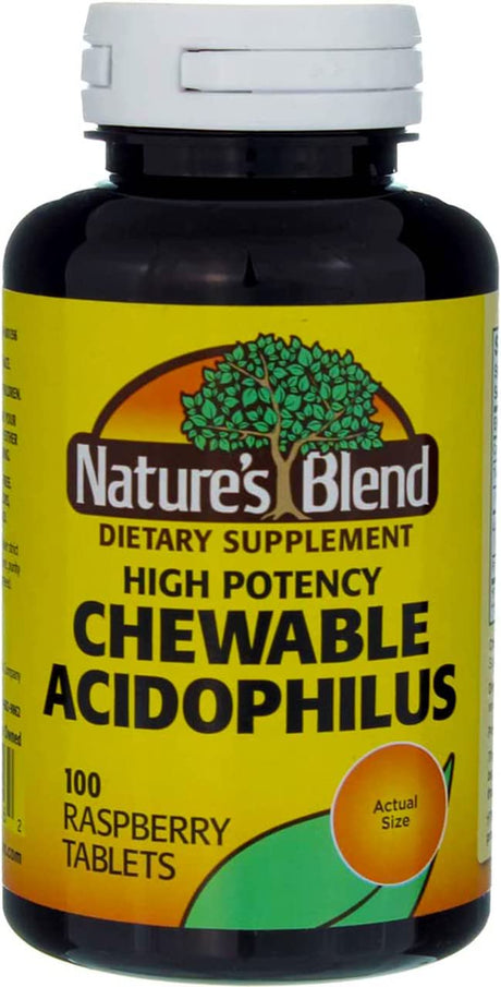 Nature'S Blend Acidophilus Chewable Raspberry Flavor 100 Tablets | Lactobacillus Acidophilus Probiotics for Women | Gut Health | Probiotics for Digestive Health | Probiotic Nutritional Supplements