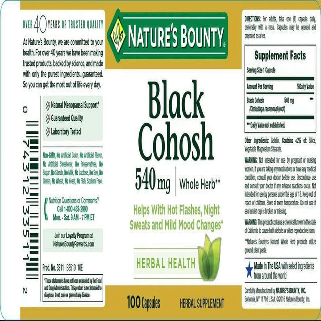 Nature'S Bounty Black Cohosh 540 Mg Capsules 100 Ea (Pack of 3)