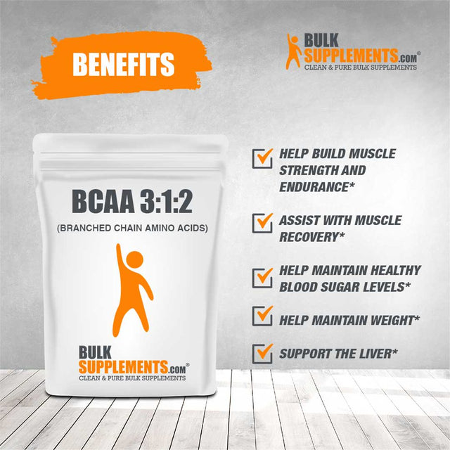 Bulksupplements.Com BCAA 3:1:2 (Branched Chain Amino Acids) Powder - BCAAS Amino Acids - Amino Acids Supplement - Workout Chains (500 Grams)