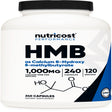 Nutricost HMB (Beta-Hydroxy Beta-Methylbutyric) Supplement 1000Mg, 240 Capsules