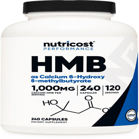 Nutricost HMB (Beta-Hydroxy Beta-Methylbutyric) Supplement 1000Mg, 240 Capsules